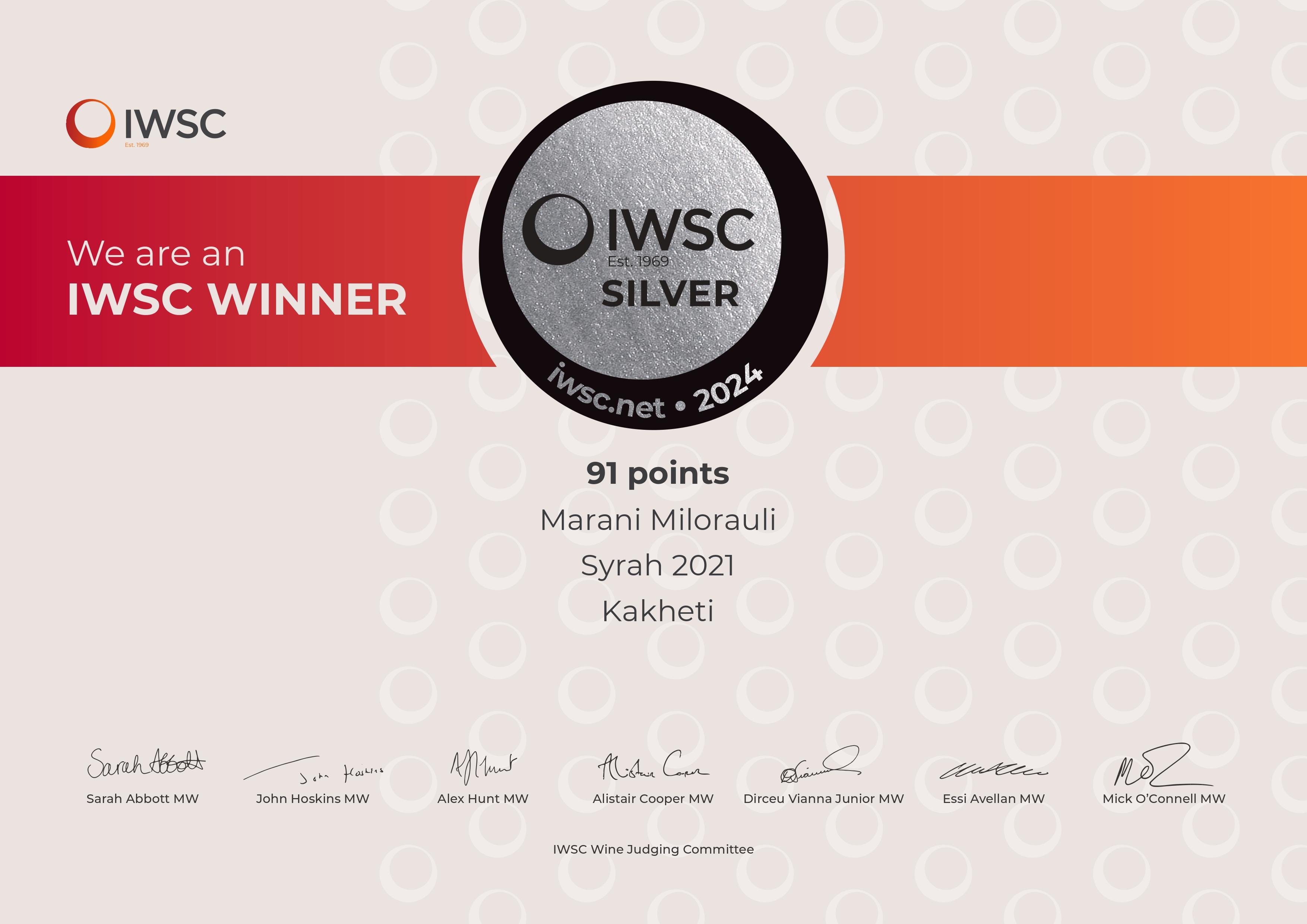 We are an IWSC Winner